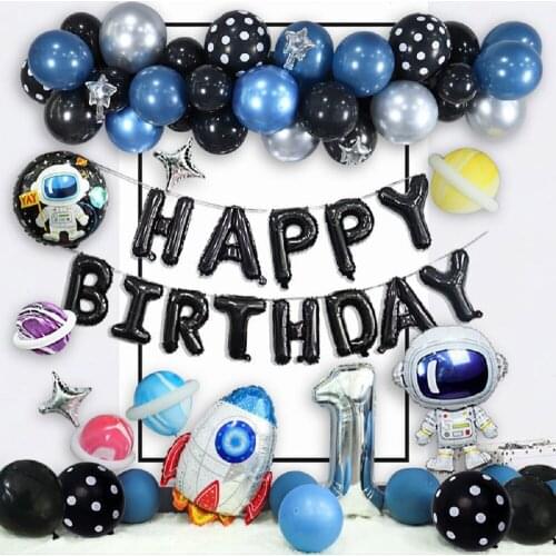 Astronaut Balloon Aluminum Foil Balloon Boy Birthday Party Decoration Hydrogen Balloon Rocket Ship Space Pattern Party Decor