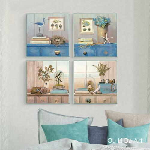 No frame Mediterranean blue bird egg flower canvas printings oil painting printed on cotton home wall art decoration pictures