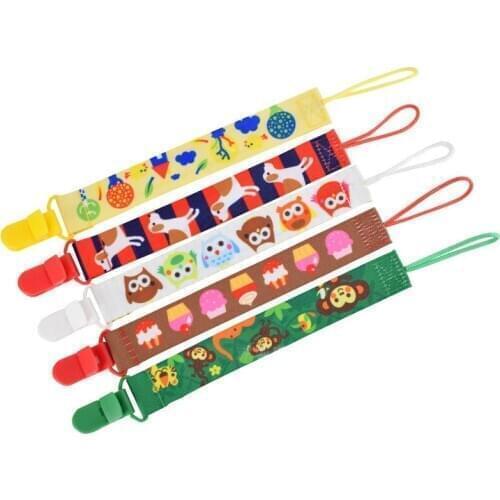 Cute Cartoon Baby Pacifier Clip Chain Ribbon Holder Chupetas Soother Pacifier Clips Leash Strap Nipple Holder For Infant Feeding