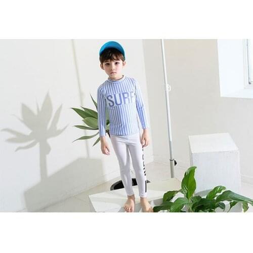 Children Two Pieces Swimsuit Kids Baby Girls Swimwear Boys Long Sleeve Surfing Wear Bathing Suit Baby Sandy Rash Guard 2-10Y