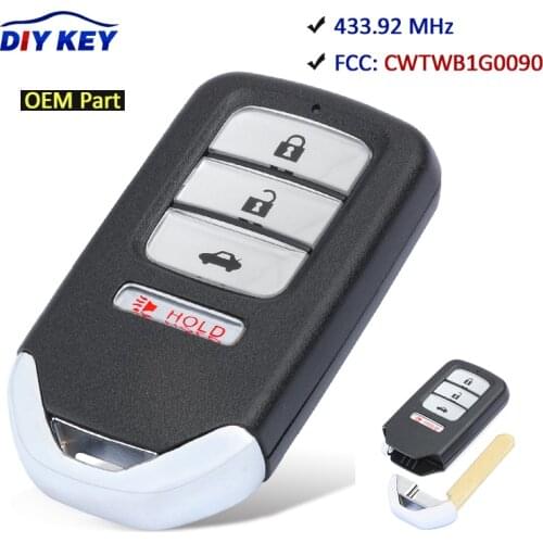 DIYKEY 433.92MHz 4A FCC: CWTWB1G0090 Replacement 4 Button Remote Car Key Fob for Honda Accord 2018 2019 2020