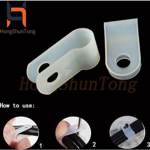 Insulation R-Type 5.3/6.4/8.4/10.4/13.2/16/19/23MM R-Type Nylon Cable Clamp White Organizer Clips Electrical Wires Holder