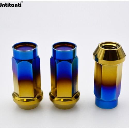 Rainbow colors Gr5 titanium lug nut for car hub M12*1.25/1.5*45