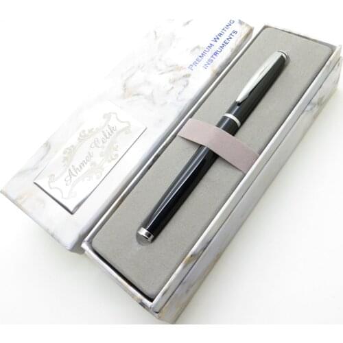 Wings Marble R329 Black Lacquer Roller Pen | İsme Special Pen | Gift Pen