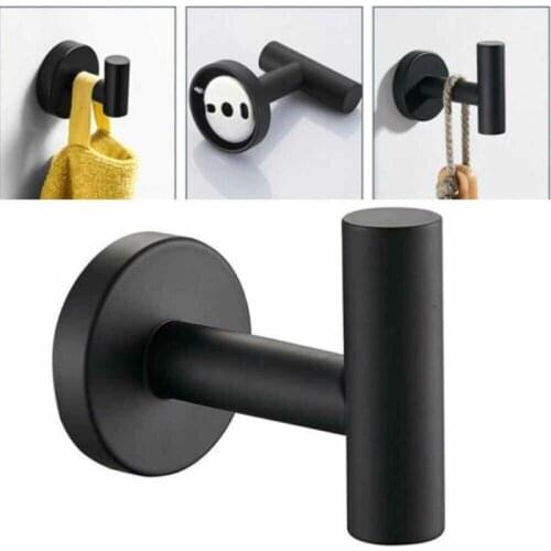 2pcs Black Sliver Hook Wall Hook Towel Hook For Bathroom Stainless Steel Coat Hook Rustproof Hook Hanger For Kitchen Hardware