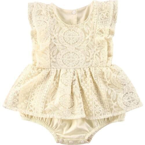 Summer Toddler Baby Girls Clothes Newborn Baby Girls Sleeveless Lace Flower Rompers Jumpsuits Cotton Soft Outfits