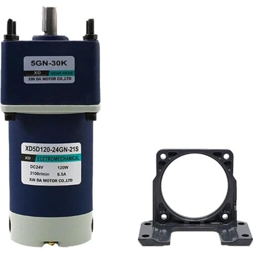 120W DC Gear Motor Mini High Torque Gearbox Worm Gear Reducer DIY High-Power Geared Motor 12V/24V With Bracket