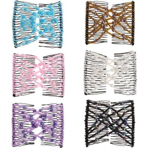 Fashion Magic Comb Girls Women Hair Clip Elastic Double Beaded Colorful Shower