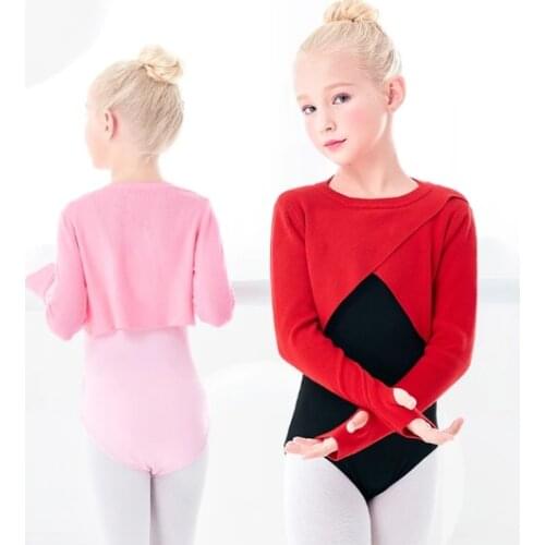 Soft Ballet Coat Girls Knitted Dance Leotards Sweater Warm Winter Ballet Crossover For Children