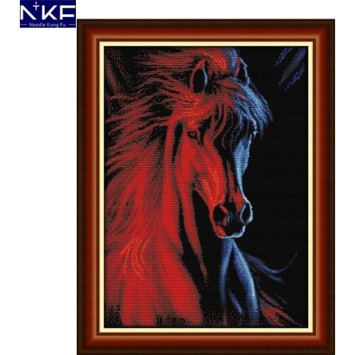 NKF Ice and fire animal style cross stitch kits patterns hand craft painting DIY Chinese embroidery kits for home decoration