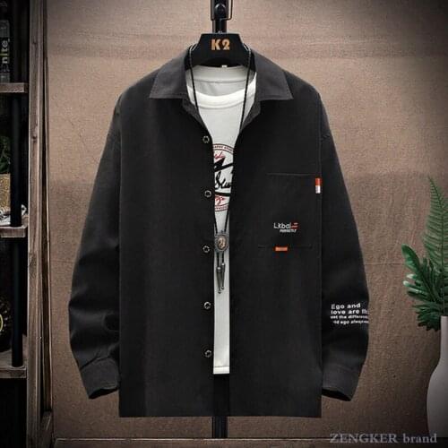 New long-sleeved shirt mens trend ins fat Japanese all-match spring and autumn lining clothes plus to increase jacket 120kg