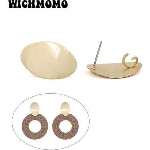 New 23*14mm 6pieces/bag High Quality Zinc Alloy Matte Gold Oval Earring Base Connectors for DIY Earring Jewelry Accessories