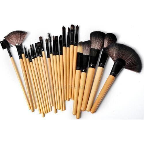Wholesale Excellent make up brushes Eyeshadow Powder Brush 24pcs Cosmetic makeup brush with Leather Case 5sets/lot free shipping