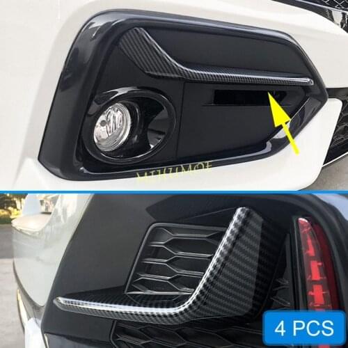 Front & Rear Fog Light Trims Bumper Stickers For Honda Civic Hatchback 2020 2021 Carbon Fiber