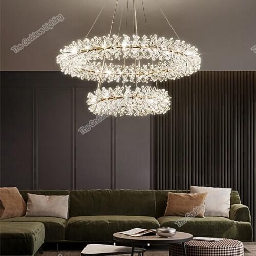 Modern ring crystal LED chandeliers decor for home kitchen bedroom dining living room foyer indoor lighting lamps free shipping