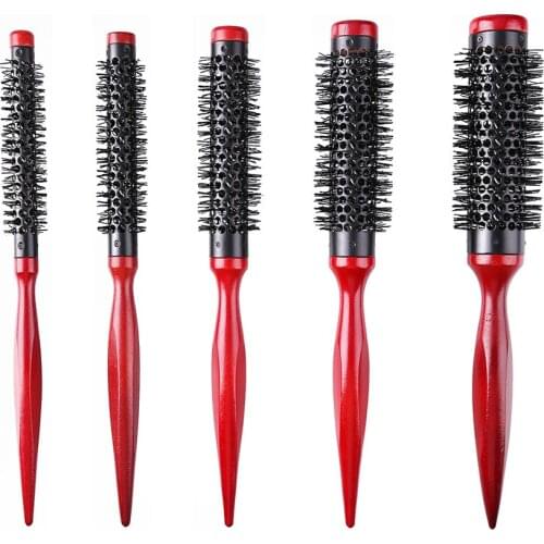 Profession Anti Static Curly Hair Comb Boar Bristle Rolling Round Brush Comb Hair Styling Beauty Salon Hairdresser Curling Iron
