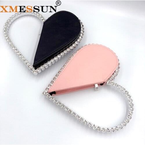 Luxury Heart-shaped Diamond Party Clutch Evening Bags for Women 2021 New Trendy Purses and Handbags Female Designer Wedding Bag
