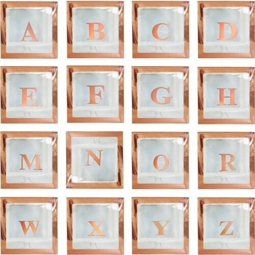 Rose Gold A-Z letter Name Transparent Balloon Box BABY ONE Boy Girl Party Gift Box Wedding Decoration Baby Shower Birthday Party