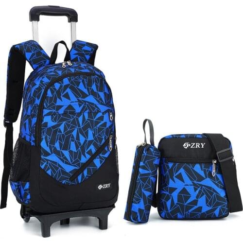 Removable Children School Bags for Girls Boys School Backpack With 2 Wheels Trolley Backpack Kids Luggage Bag Travel Backpack