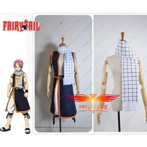 Game Fairy Tail Natsu Dragneel Scarf White Tassels Only For Cosplay Prop 150cm Length Plaid scarves In Stock Halloween
