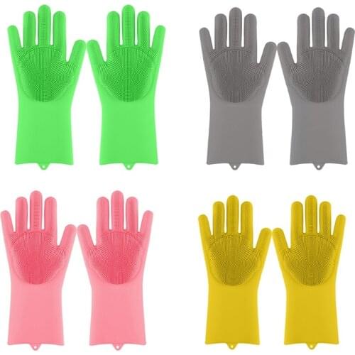 Brush Dishwashing Gloves Scrubber Dish Washing Sponge Rubber Scrub for Kitchen Home Bathroom Car Cup Cleaning Tools