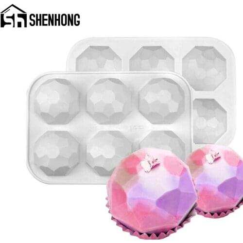 SHENHONG Silicone Cake Mould 6 Cavity Gemstone Chocolate Mold Handmade Soap Diamond Mousse Bakeware Dessert Decorating Tools