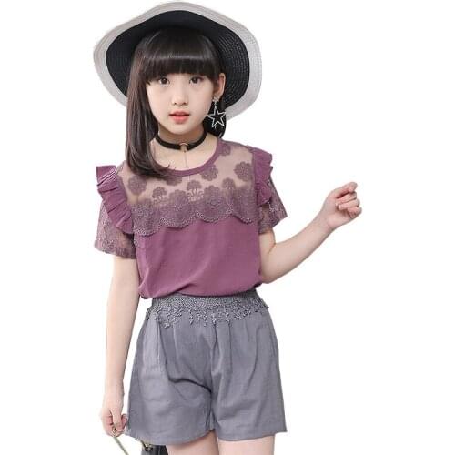 School Girls Clothing Set Summer Short Sleeve Casual Kids Clothes Sets Children Outfits Girl Costumes 4 5 6 7 8 9 10 11 12 Years