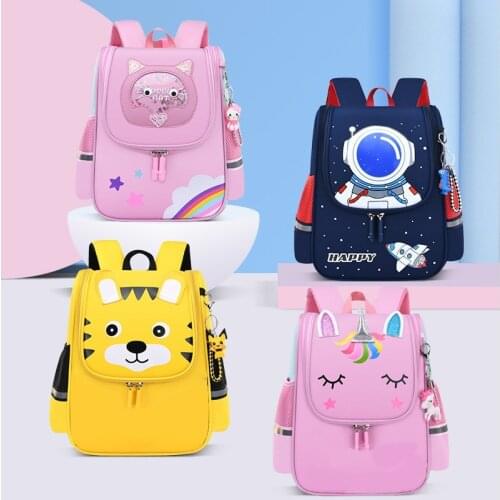 Weysfor Girl School Bag Child Pink Unicorn Nylon Printing Backpack Kindergarten Student Cute Childrens Schoolbag Waterproof Kid