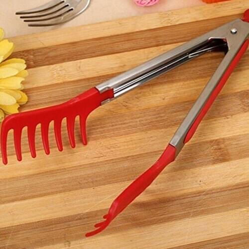 Silicone Noodle Tongs Pasta Spaghetti Tongs Food Clips Metal Handle Cooking Utensils Kitchen Accessories