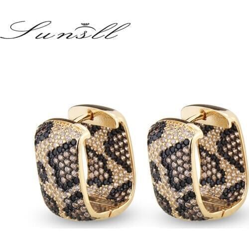 SUNSLL New design fashion luxury leopard earrings square zircon earrings for women wedding party exquisite jewelry earrings gift