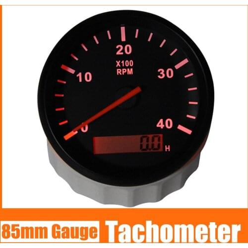 / 4000 RPM 85mm Tachometer With LCD Hourmeter Marine Car Tacho Meter 12V/24V Fit For Diesel Gasoline Engine