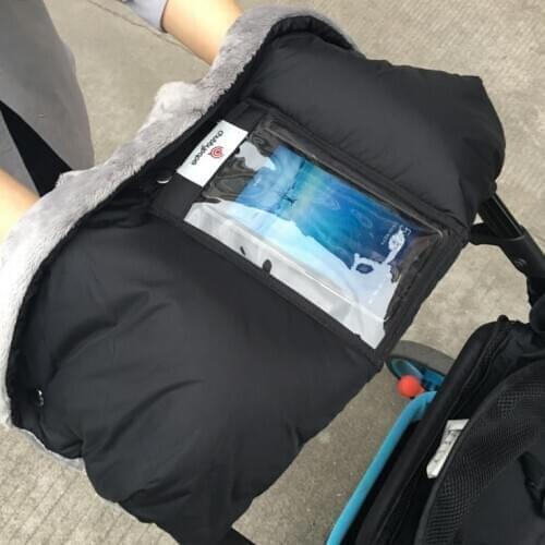 Warm gloves with mobile phone pocket baby stroller warm gloves Snow waterproof gloves Stroller warm hand cage