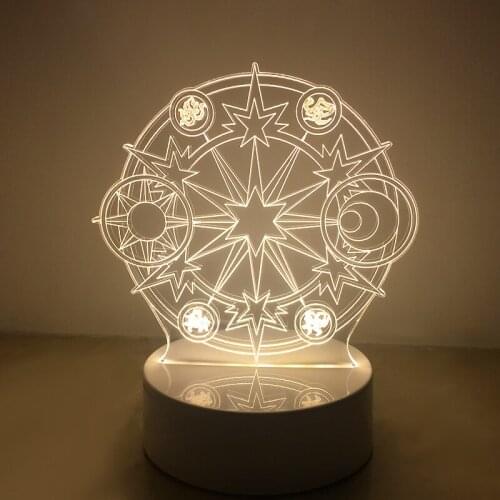 3 Color Card Captor Sakura the clow LED 3D Night Light Clow Tarot Symbol Table Lamp Changing Colorful Gift Bedroom Desk Decor