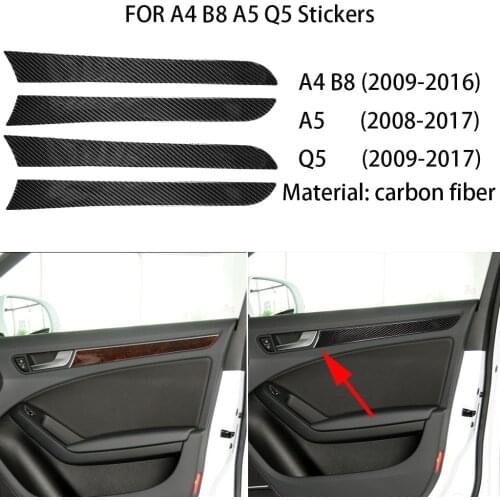 Carbon fiber car interior decoration, door panel decoration, Suitable For Audi A4 B8 A5 Q5 2009-2016 car stickers