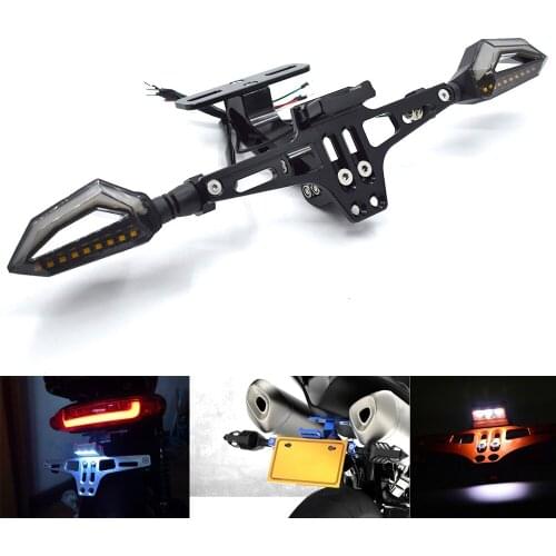 Universal motorcycle license plate frame bracket with LED signal bracket For Yamaha FZ6 FZ8 MT-07 MT-09 For KAWASAKI Z800 Z900