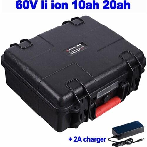 Waterproof Lithium Li Ion polymer 60V 20Ah 10Ah Battery Pack scooter Ebike hedge trimmer lawn mower sightseeing car + 2A charger