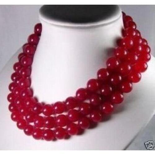 Vogue 8mm Red Jades Jewelry Necklace long Free shipping