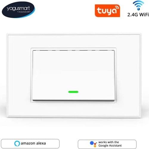 Yagusmart Tuya WiFi Smart Push Button Switch US Neutral Required Work with APP Alexa Google Home Timer Control WiFi Smart Switch