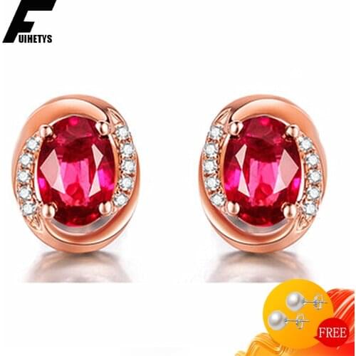 BaliJelry Silver Women Earrings 925 Jewelry Accessories Oval Ruby Zircon Gemstone Stud Earring for Wedding Engagement Wholesale