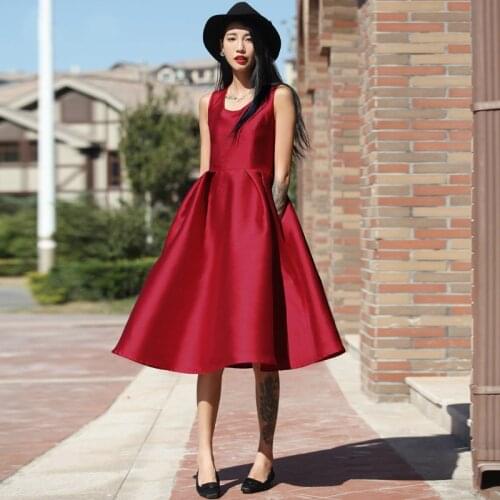 Womens Autumn New Fashion A-Line sleeveless long tank dress Ladies Cute Retro Satin Long Party Dresses