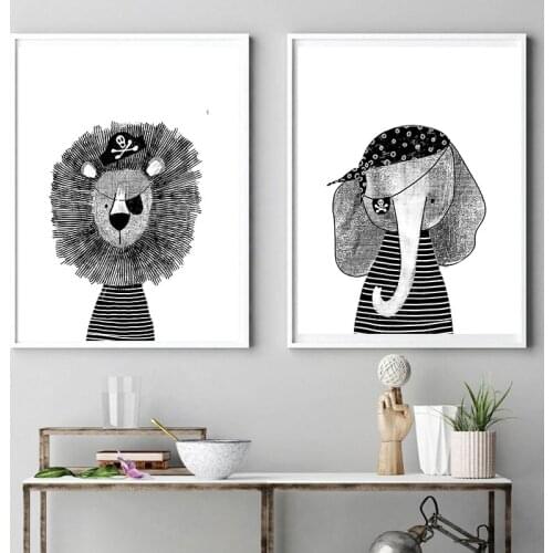 Animal Lion Bear Wall Art Canvas Nordic Posters Nursery Prints for Baby Room Painting Picture Kids Bedroom Decoration