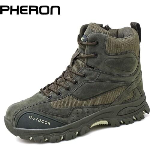 Winter Work Shoes Men Boots Genuine Leather Tactical Military Combat Boots Men Sneakers Casual Shoes Outdoor Work Safety Boots