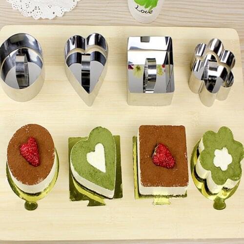 1pc Stainless Steel Cake Mold Collar Mousse Ring Tiramisu Cutter Cheese DIY Flower Heart Dessert Biscuit Kitchen Food Decor Tool