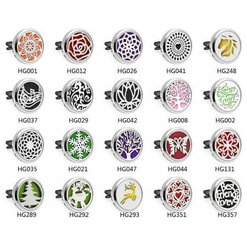 1PCS Horse Tree Music Deer 30mm Alloy Car Diffuser Locket Vent Clip Aroma Perfume Magnetic Locket With 10p Free Oil Pads