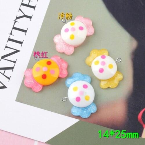 10pcs 14x25mm Resin color sweet sugar candy charms flatback cabochon pendant jewelry making Diy Hair Ornaments Hanging Material