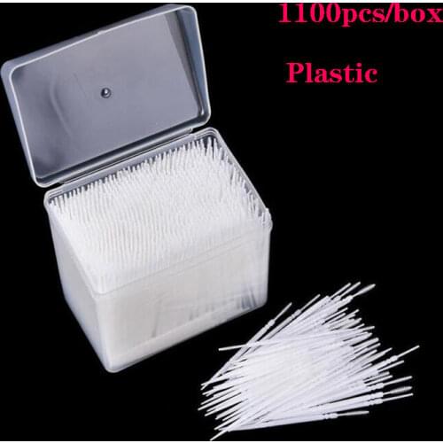 1100pcs/box of white plastic double-ended toothpicks interdental brushing toothpicks plastic toothpicks oral hygiene toothpicks