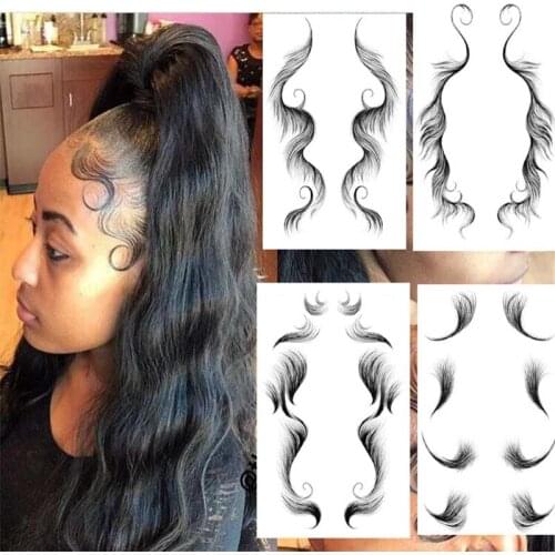 18 Waterproof Tattoo Side Baby Hair Sticker Salon DIY Hairstyle Temporary Tattoo Template Hair Sticker Lasting Makeup Tool