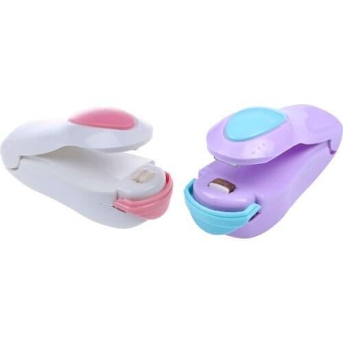 2Pcs Portable Mini Heat Sealing Machine Impulse Sealer Seal Packing Plastic Bag - White + Pink & Purple + Blue