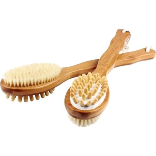 2 Pcs Cellulite Brush Dry Massage Brushes Body Brush for Back Exfoliating Natural Bristles Shower Brush with Long Handle