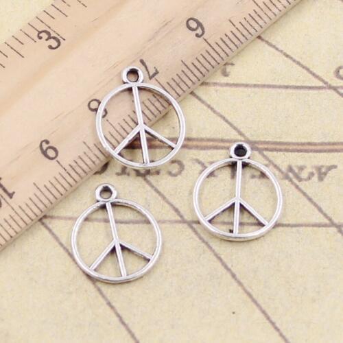 30pcs Charms Double Sided Lovely Peace 16x14mm Tibetan Silver Color Pendants Antique Jewelry Making DIY Handmade Craft